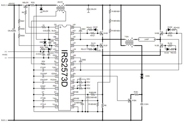Image of Circuit diagram for an HID lamp controller