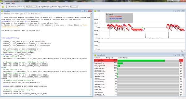 Image of energyAware Profiler looking at capacitive sense demo