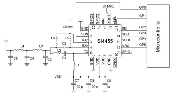 Image of Si4455 applications circuit