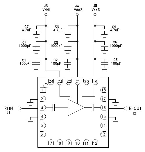 Diagram of Analog Devices HMC519LC4TR LNA