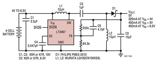 Image of Linear Technology LT3467 SEPIC-application circuit