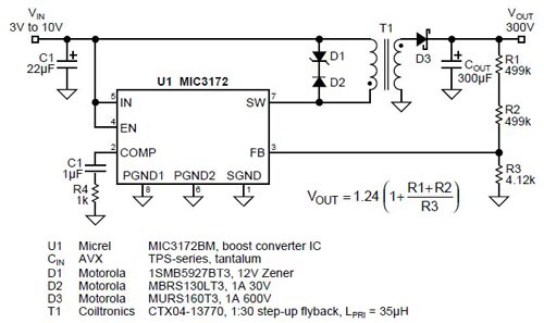 Image of a boost flyback charger circuit