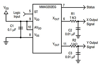 Image of Freescale MMA3202 dual-axis accelerometer