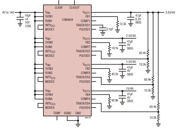 Image of application circuit for LTM4644