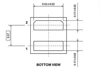 Diagram of Toshiba interconnection pads on the bottom of CSP LEDs