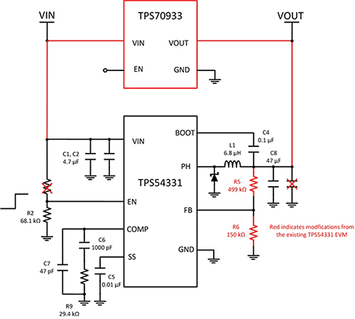 Image of Texas Instruments TPS709 in parallel with TPS54331