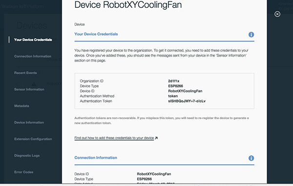 Device credentials summary – ensure you print this out