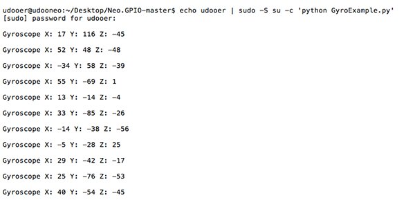 Screen capture of GyroExample.py code running