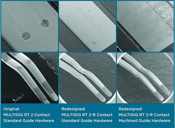 Image of highest wear locations from each 6U VPX test sample