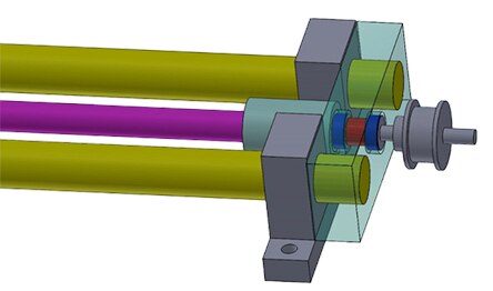 Image of pillow block used to support the shaft and transmit only rotational motion