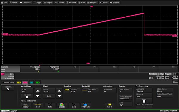 Image of channel setup of a Teledyne LeCroy HDO4104 oscilloscope (click for full-size)