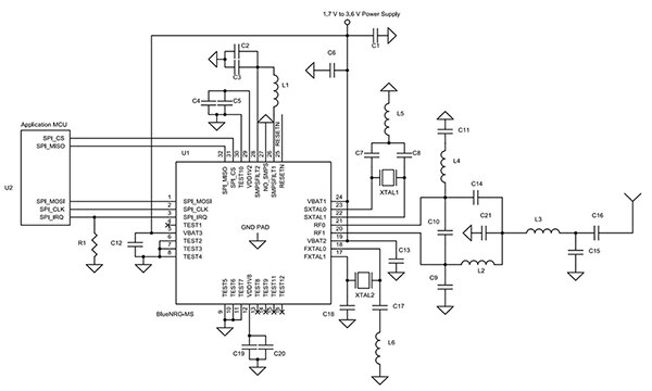 Diagram of STMicroelectronics BlueNRG Bluetooth controller (click for full-size)