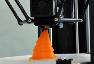 Image of optimal orientation for printing minimizes overhanging material