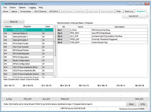 Image of registers tab