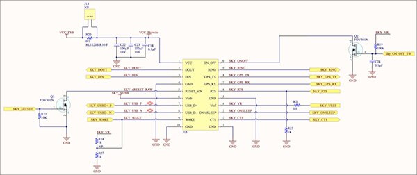 Detailed schematics for interfacing NimbeLink NL-SW-LTE-SVZM20 modem (click to enlarge)