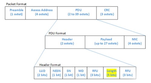 Diagram of low-power wireless technology packets