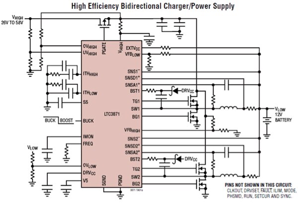 Diagram of Linear Technology LTC3871 buck/boost PMIC