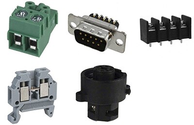 Image of examples of connectors that uses screws to terminate the wires