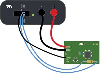 Diagram of Otii Arc set up to record the system voltage and current