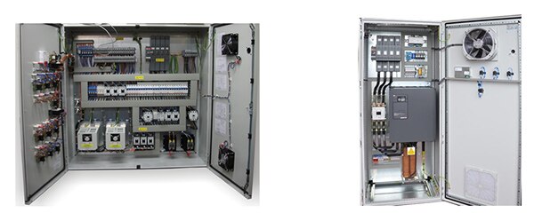 Image of two-fan cabinet installation and a one-fan, one-filter guard cabinet installation