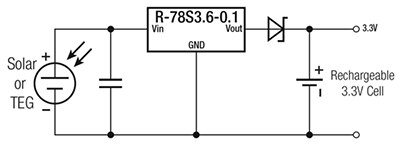 Diagram of RECOM R-78S3.6-0.1 as a boost converter
