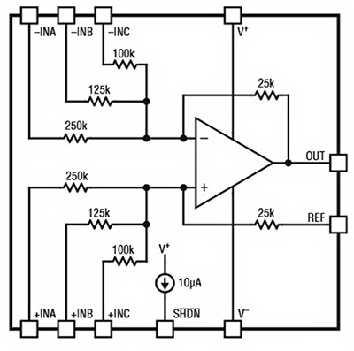 Diagram of Analog Devices LT1997-2 amplifier