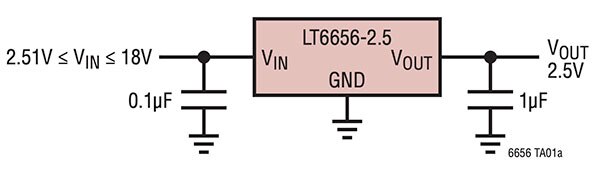 Analog Devices 的 LT6656 系列中 LT6656AIS6-2.5 元件示意圖
