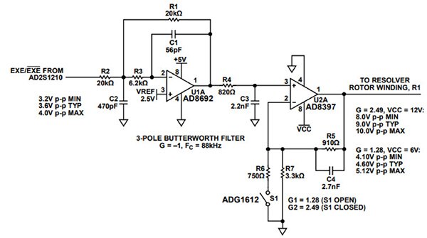 Diagram of excitation driver and filter circuit