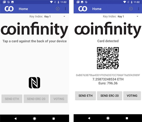 Blockchain Security 2Go 入門套件應用程式 (由 Coinfinity GmbH 開發) 示意圖