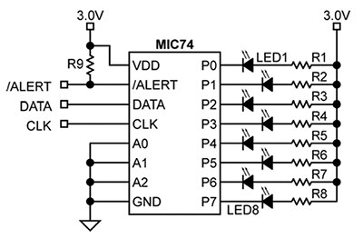 Microchip Technology 的 MIC74YQS-TR I/O 扩展器示意图