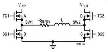 Analog Devices 的 LT8210 稳压器开关示意图