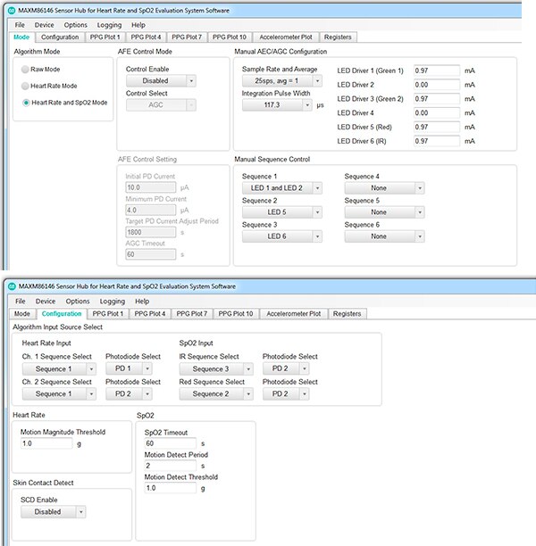 Maxim Integrated 的 MAXM86146 EV 系统软件 GUI 图片