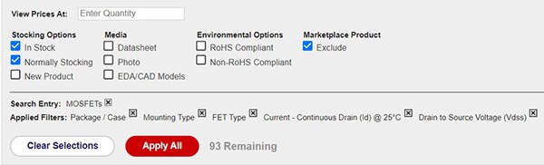 Image of checking the “In stock” and “Exclude” boxes