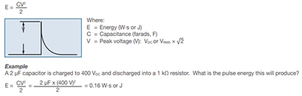 电容式充/放电应用的脉冲能量计算示例图