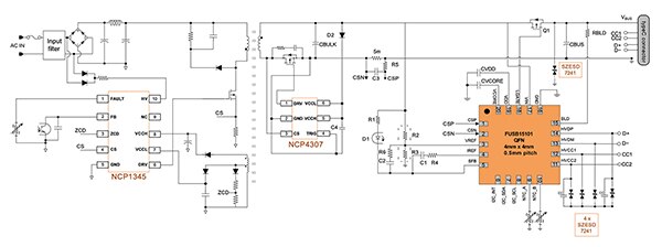 USB-C PD 3.0 PPS 主电源充电器的主电路图（点击放大）