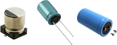 Image of aluminum capacitors in different package styles