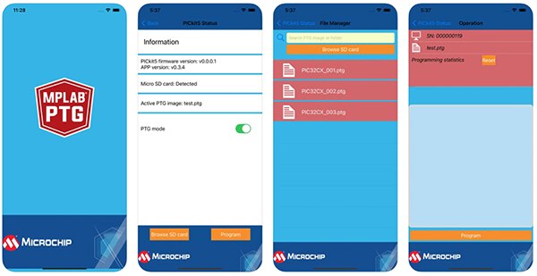 Microchip Technology 的 MPLAB PTG 智能手机应用（点击放大）