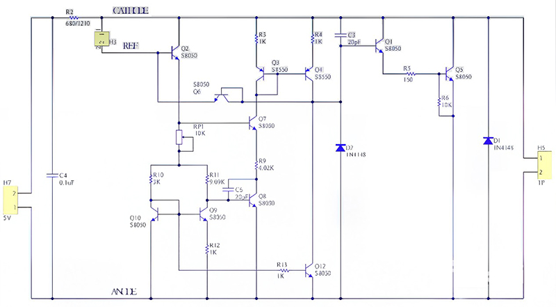 使用独立元器件搭建的实际功能电路图示例