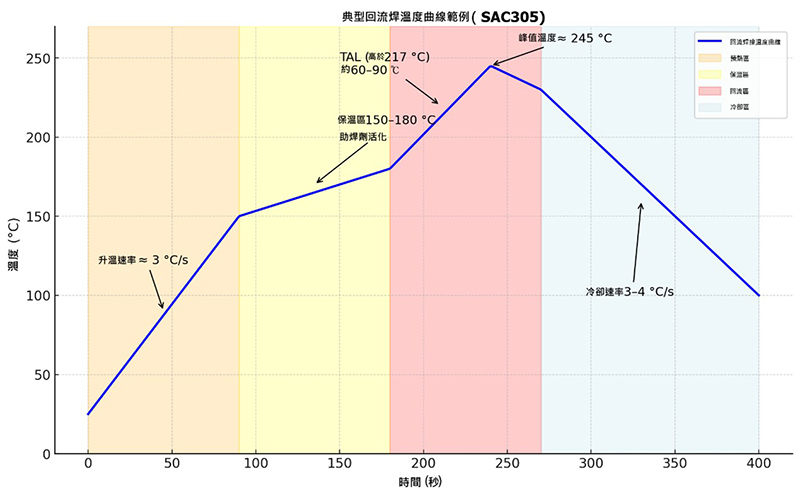 圖 4 典型回流焊溫度曲線範例