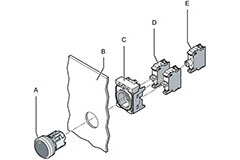 Image of Modular Pushbutton System Snaps Together for Flexible Control Panel Designs