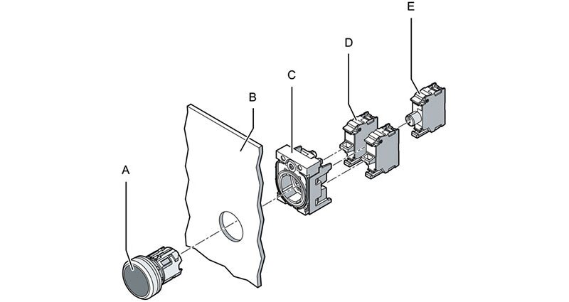 Image of Modular Pushbutton System Snaps Together for Flexible Control Panel Designs