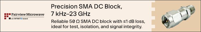Image of Fairview Microwave Inner DC Block with SMA Connectors – SD3235 Banner