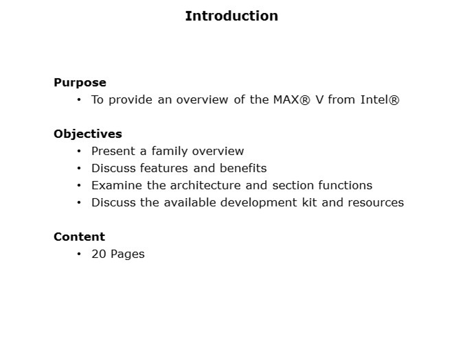 MAX V Overview Slide 1