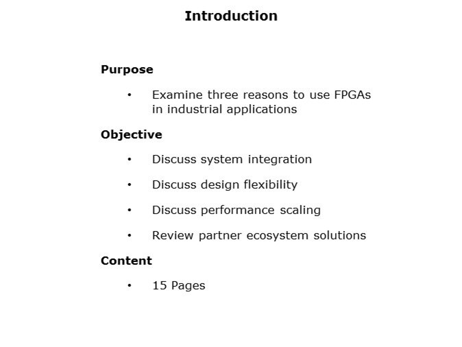 Three Reasons to Use FPGAs in Industrial Designs Slide 1