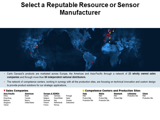 Select a Reputable Resource or Sensor Manufacturer