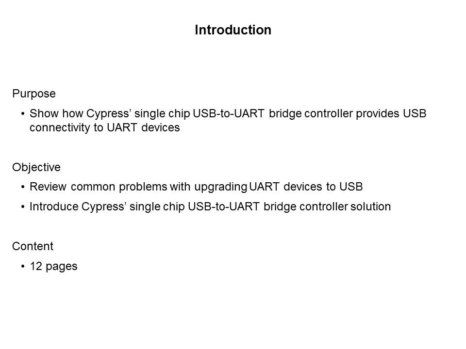 CY7C65213 Single Chip USB-to-UART Bridge Controller Slide 1