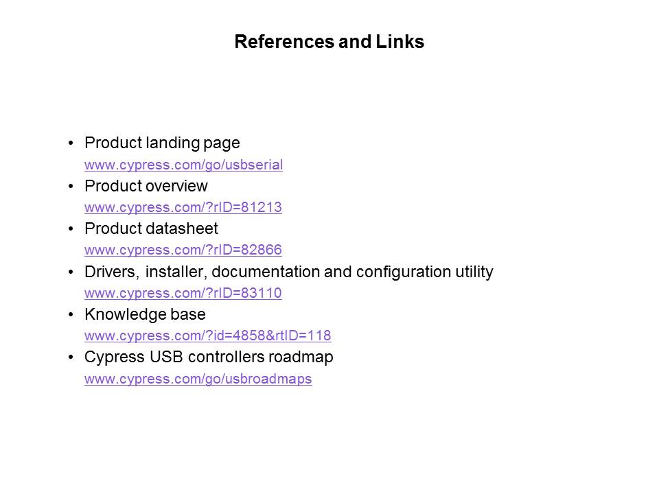 CY7C65213 Single Chip USB-to-UART Bridge Controller Slide 11