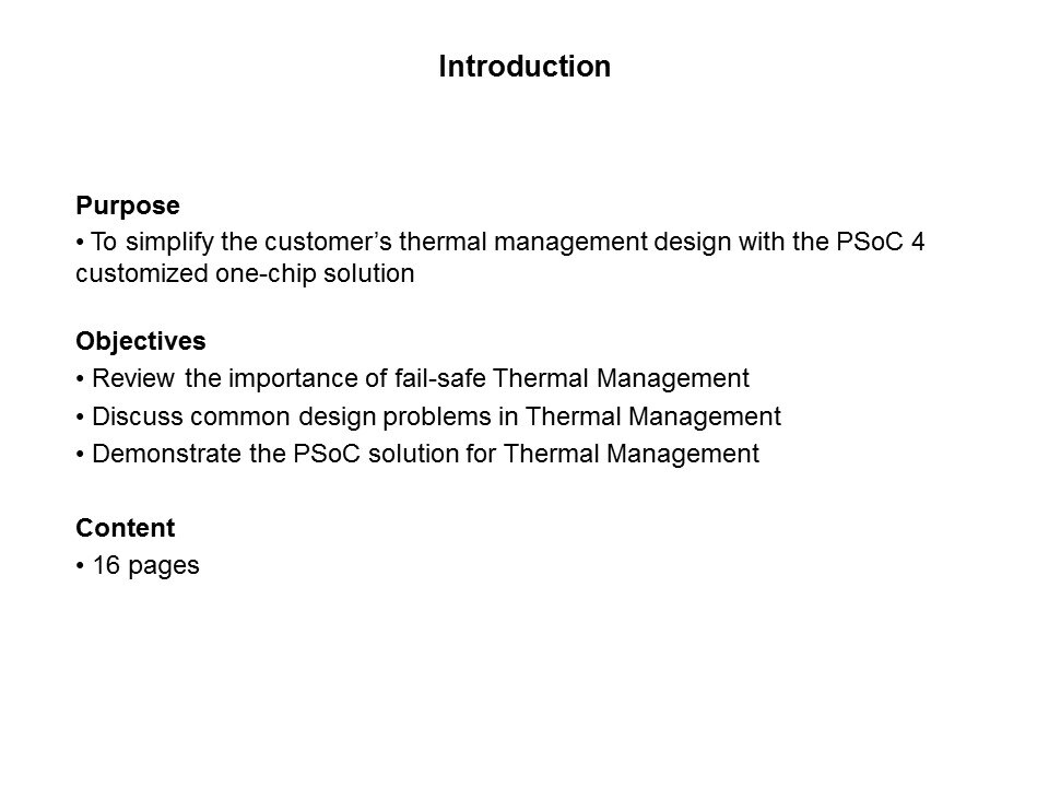 PSoC 4 Solution for Thermal Management Slide 1