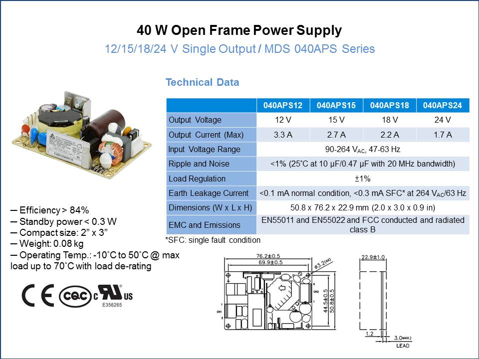 MDS Series: Embedded Medical Power Supplies Slide 8