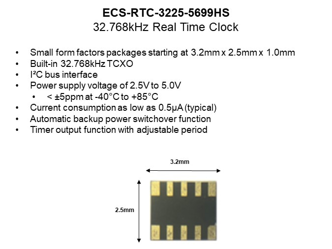 Image of ECS Inc. Real Time Clock (RTC) - ECS-RTC-3225-5699HS